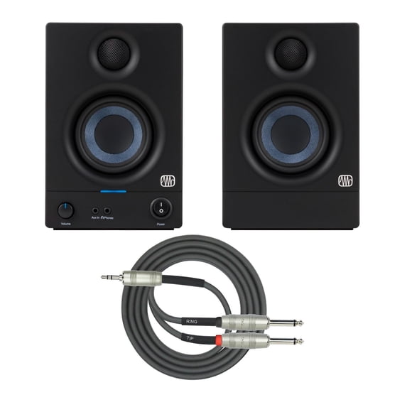 Monitor de estudio PreSonus Eris 3.5 de 89 mm con paquete de cables de conexión