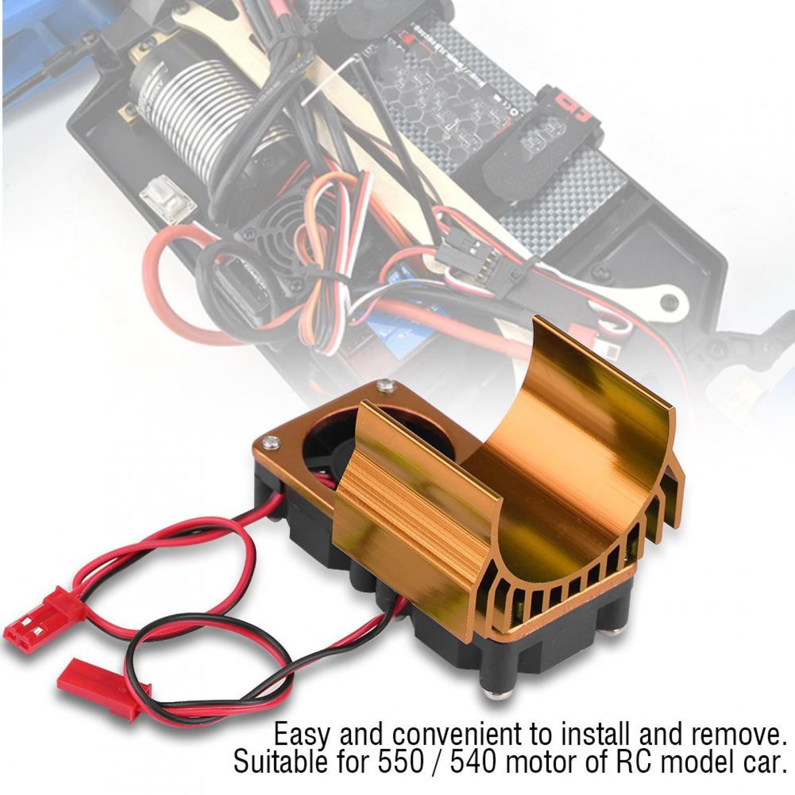 Tbest Motor Heat Sink RC Car 540/550 Motor Heat Sink with Cooling Fan Compatible with 1/10 Scale Electric RC Model Car 