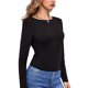 thumbnail image 1 of Mujeres Open Back Tie Top Hollow Backless Transpirable de Manga Larga Camisa Entrenamiento para Correr Fitness Negro XL, 1 of 6