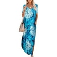 thumbnail image 1 of DPTALR Robe d'Été pour Femmes Col en V Plage Imprimé Teinture sur Nœuds Robe Longue Décontractée, 1 of 5