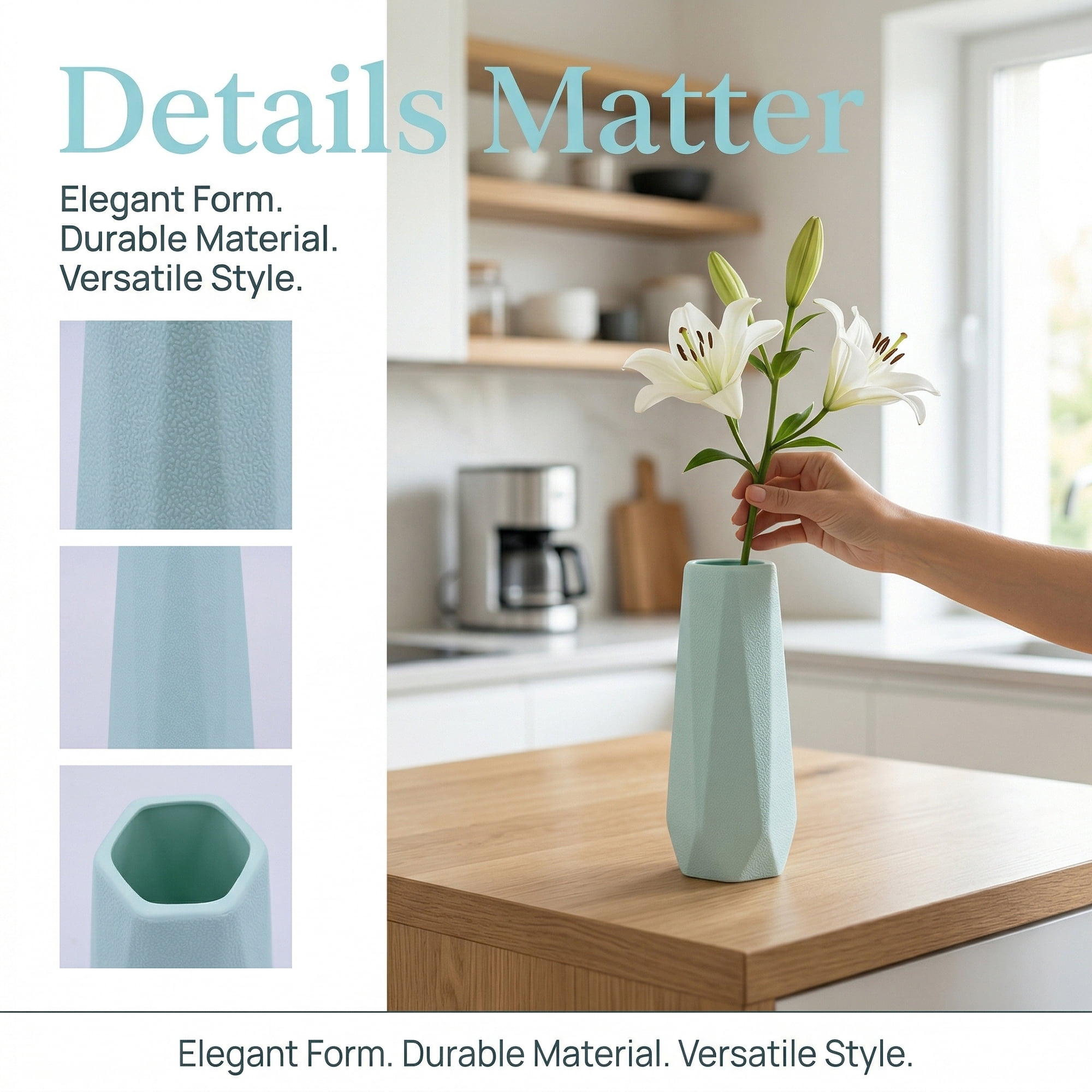 Unique Bargains Slim Bud Vase for Single Stem Blooms Decor Green 2.8"L x 2.8"W x 7.9"H