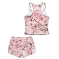 thumbnail image 5 of Xoenoiee Butterfly Cherry Blossom Print Girls Swimsuit 2 Piece Girls Tankini Swimsuit Swim Shorts Girl Bathing Suit Swimwear with Removable Pads, 6-7 Years, 5 of 7