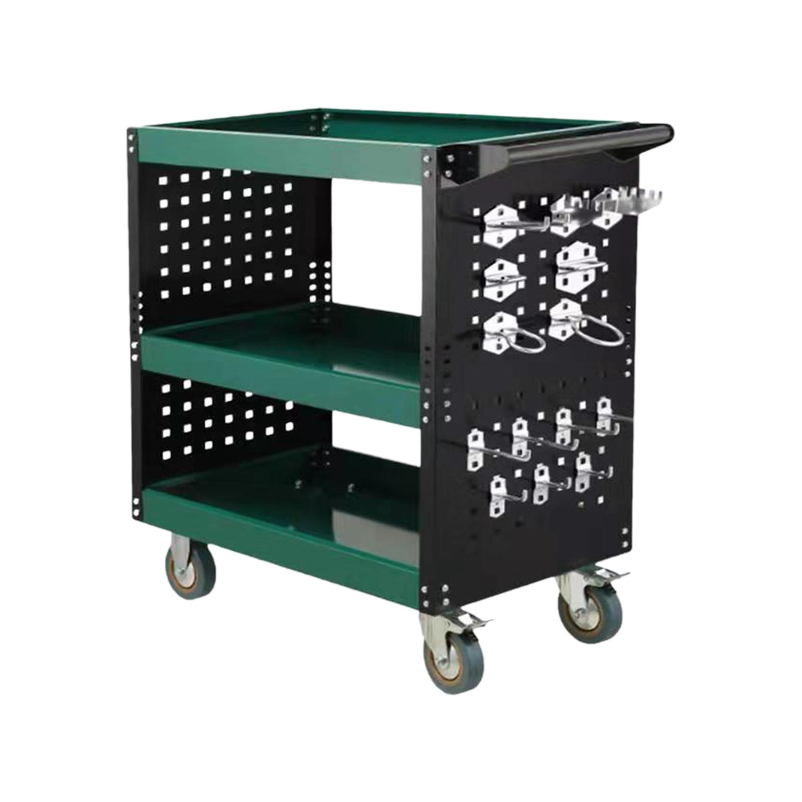 Goplus 3-Tier Heavy Duty Wire Rolling Utility Cart - Kitchen Storage Trolley, Silver/Black