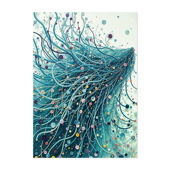 Abstract Blue and Green Art - Painting Unframed Wall Art Print 5 x 7 inches