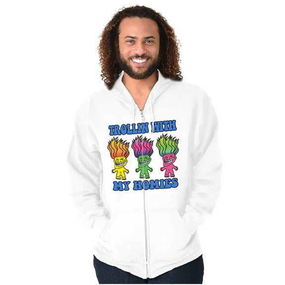 Troll Face Memes Smiling Trollface Zip Up Hoodie Men's Women's Brisco Brands M