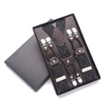 thumbnail image 1 of Bretelles pour Hommes avec 6 Clips Solides en Forme de Y, Grand Costume de Smoking en Cuir, 1 of 9