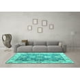thumbnail image 3 of Ahgly Company Machine Washable Indoor Rectangle Oriental Turquoise Blue Traditional Area Rugs, 5' x 8', 3 of 4