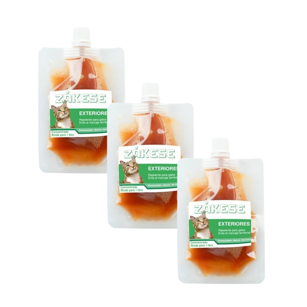 Zákese - Repelente Exteriores Concentrado - 3 sobres pouch (3 x 3.4 oz, rinde 101.4 oz) - Formulación biodegradable - Reduce residuos plásticos en embalaje