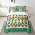 thumbnail image 2 of Manfei Kawaii Santa Claus Twin Bedding Sets 7-Piece for Kids, Green Checkered Plaid Bedding Comforter Set, Merry Christmas Reversible Sheet Sets, Ultra Soft Home Decor, 2 of 7