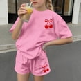 thumbnail image 6 of WRKEKC Summer Outfits for Girls Print Bow Accent Short Sleeve Crew Neck Top Elastic Waist Shorts Set for Kids 3-14 Years, 6 of 6