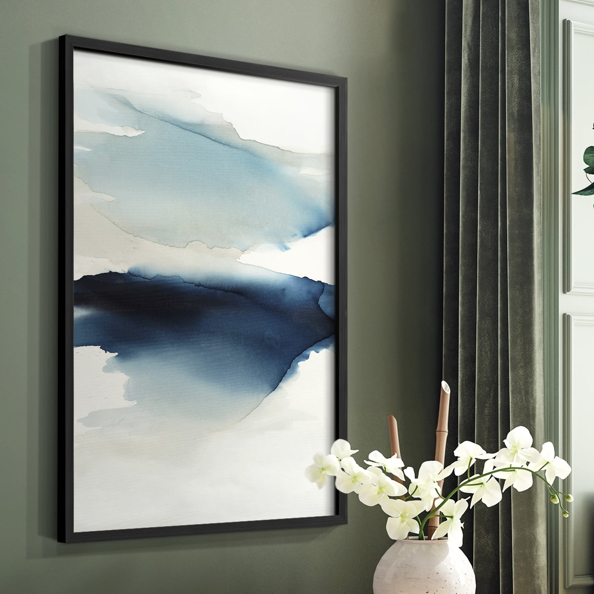 Waves I Framed Print in Black Solid Wood 22 x 28 Framed Print