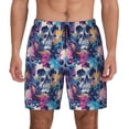 thumbnail image 3 of Uemuo cool Skull colorful Pattern Mens Swim Trunks Quick Dry Board Shorts with Mesh Lining, Stretch Beach Shorts Quick Dry No-Chafing Board Shorts-Large, 3 of 9
