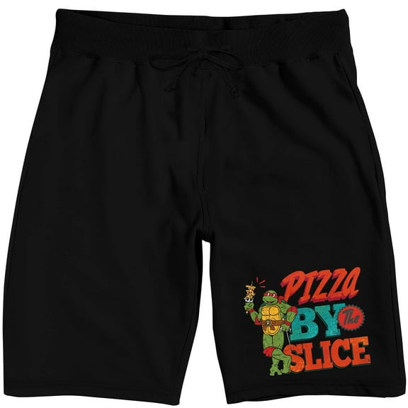 Teenage Mutant Ninja Turtles Pizza By The Slice Men's Black Sleep Pajama Shorts-Medium