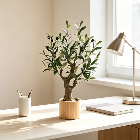 TOARTi Olive Bonsai Tree Fake Fruit Faux Leaves Potted Plant For Home Office Tabletop Desk Kitchen Living Room Bedroom 1.9 ft