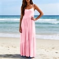 thumbnail image 5 of Mifsaly Spaghetti Strap Dresses for Women Sleeveless Flowy Maxi Sleeveless Dress Flattering Versatile Tiered Lightweight Beach Vacation Summer Sundress M, 5 of 9