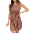 thumbnail image 1 of WRKEKC Robes d'Été pour Femmes Couleur Unie Sans Manches Col Rond Débardeur avec Poches, 1 of 4