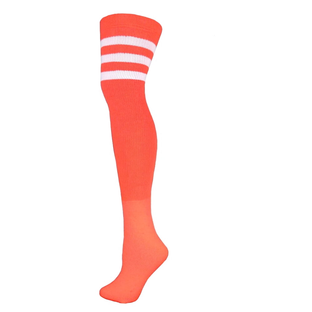 AJ's Retro Tube Socks Orange w/White (Thigh High)
