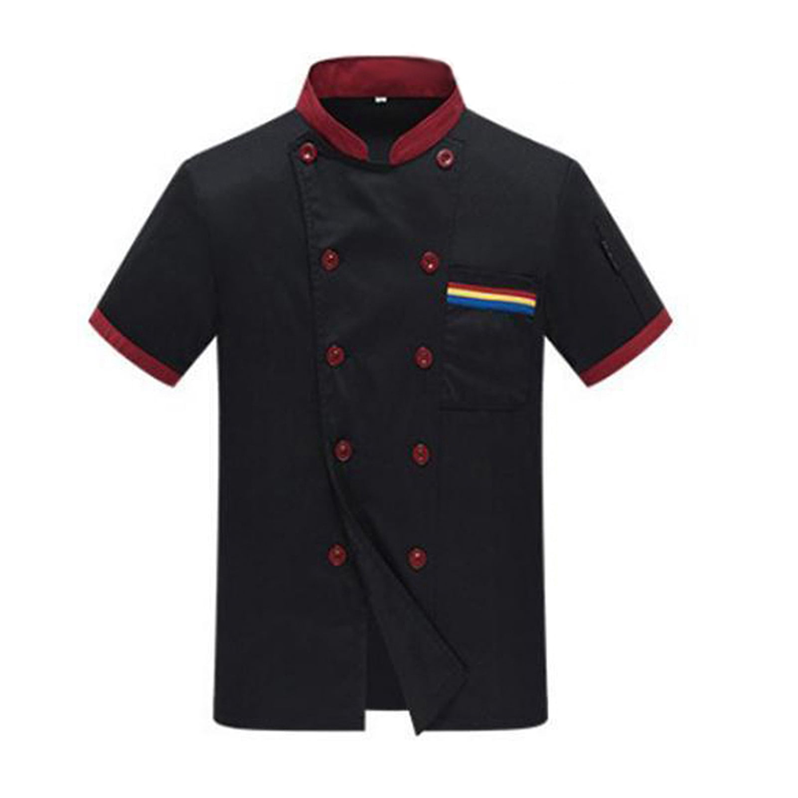 ENJOYW Unisex Short Sleeves Stand-up Collar Chef Coat Jacket Kitchen Cook Work Top Chef Coat CottonSize Details [Our Size