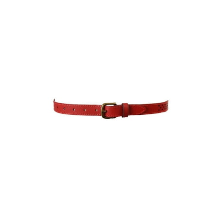 Fossil Tomato Red Brass Buckle Perforated Dot Belt