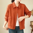 thumbnail image 6 of Women's Casual Solid Color Jacket Workwear Loose Fit Top Outerwear Lightweight Breathable Professional Office Attire | CSEONE,Orange XL, 6 of 9