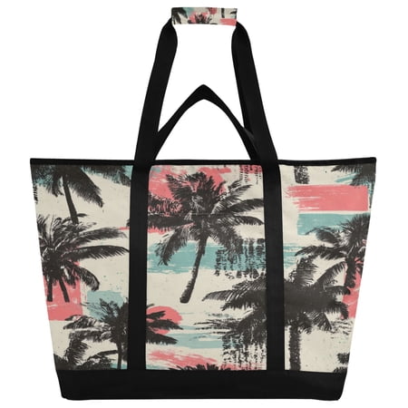 Extra-Large Wide Opening Design Capacity Hand-Held Ice Pack Thickened Insulation Layer For Long-Lasting Cold Retention For Outdoor Shopping Picnics And Camping Distressed Palm Pattern
