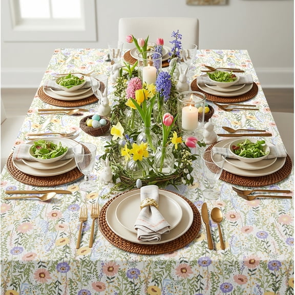 Easter Floral 60" x 84" Tablecloth - 100% Cotton, Multi-color