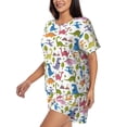 thumbnail image 2 of Kdxio Cute Dinosaur Print Pajamas Sets for Women Short-Sleeved Pjs with Lounge Shorts Two Piece Sleepwear S-4XL, 2 of 9