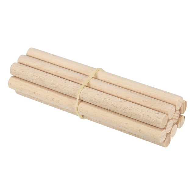 Unique Bargains 1/2 x 6 Inch Dowel Rods Wood Sticks Unfinished Wooden Dowel Rods Round Dowels Sticks 10 Pcs