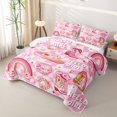 thumbnail image 3 of jejeloiu Pink Western Cowgirl Twin Quilt Set Kids,Boho Farm Boots Twin Coverlet Set For Girls,2 Pieces, 3 of 7
