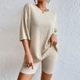 thumbnail image 2 of WAYUTE Womens 2 Piece Outfits Oversized Short Sleeve Casual Solid Color Summer Shorts and Tops Travel Vacation Matching Clothing, 2 of 7