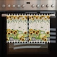 thumbnail image 2 of Sunflowers Kitchen Towels Set of 2, Water Absorbent Dish Towel, Spring Farmhouse Vintage Truck Leaf Black Plaid Decorative Hand Towels - Quick Drying Cloth for Cooking Baking, 18x28 Inch, 2 of 8