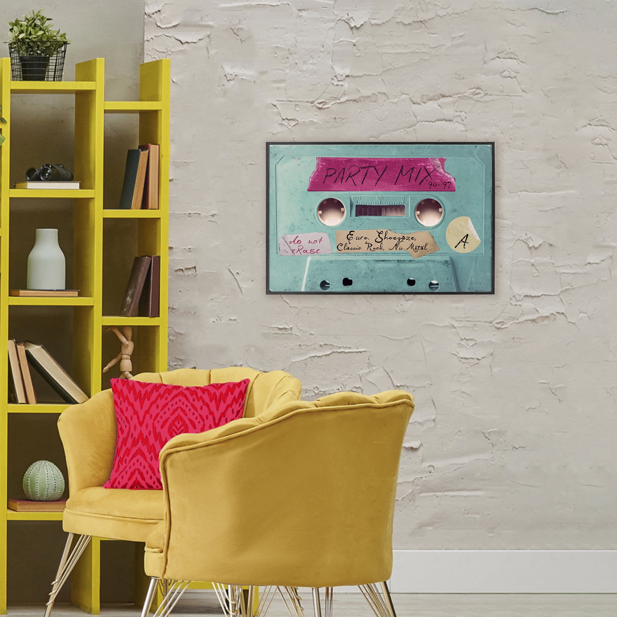 Stupell Industries Retro Party Mix Cassette Black Framed Giclee Art, design by Annabelle Hall