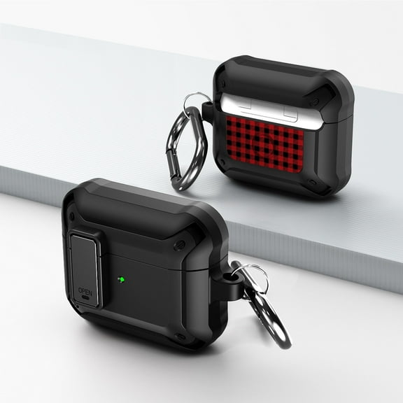 Duo Shield Secure Lock Designed For AirPods 3rd Gen With Hook, Black/Black