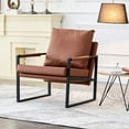 thumbnail image 2 of Wasait PU Leather Accent Arm Chair Mid Century Upholstered Armchair with Metal Frame Extra-Thick Padded Backrest and Seat Cushion Sofa Chairs for Living Room, 2 of 9