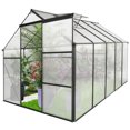thumbnail image 6 of 6x10FT Polycarbonate Greenhouse with Adjustable Roof and Drainage System, Anchor Aluminum Heavy Duty Walk-in Greenhouse with Sliding Door and Galvanized Base, Portable Green House in all Season, Black, 6 of 9