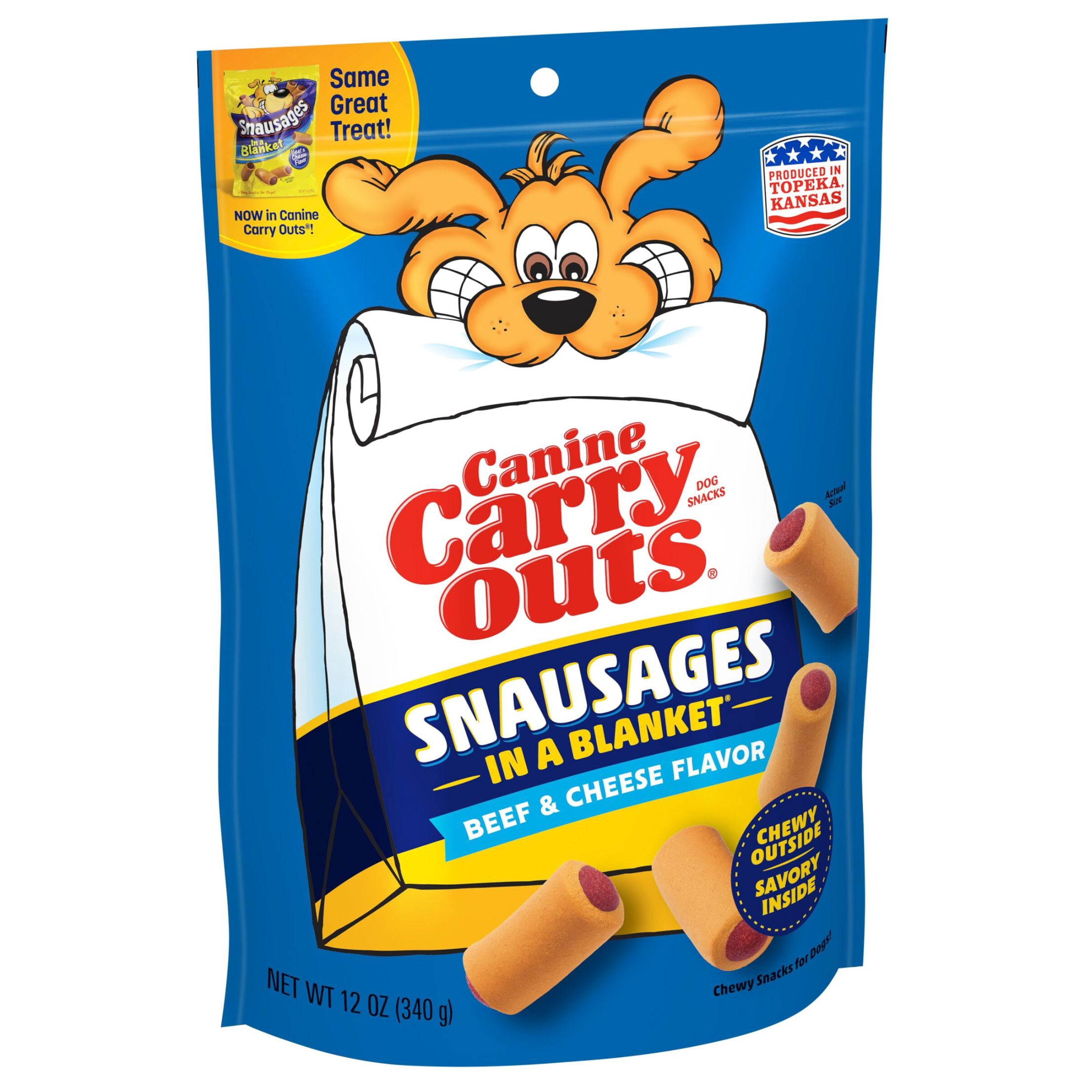 Canine Carry Outs Snausages in a Blanket Chewy Dog Treats, Beef & Cheese Flavor, 12 ozs