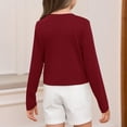 thumbnail image 3 of Dwellite Crop Tops Long Sleeve T Shirts for Kids Casual Trendy Crewneck Slim Fit Basic Tee Solid Color Shirts Wine 140, 3 of 3