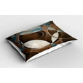 thumbnail image 2 of Ambesonne Abstract Pillow Sham 2 Pack, Grunge Vintage Rounds, 36"x20", Umber Slate Blue, 2 of 3