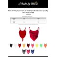 thumbnail image 2 of Made by Olivia Women's Plain Stretchy Asymmetric Tie Knob Open Back Bandana Crop Top Shirt- Made in USA, 2 of 3