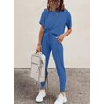 thumbnail image 4 of Womens Short Sleeve Two Piece Outfits Loungewear Sweatsuit Sets Outfits Athletic Tracksuits, 4 of 5