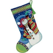 Angle View: Dimensions "Happy Snowman" Stocking Needlepoint Kit, 16"L