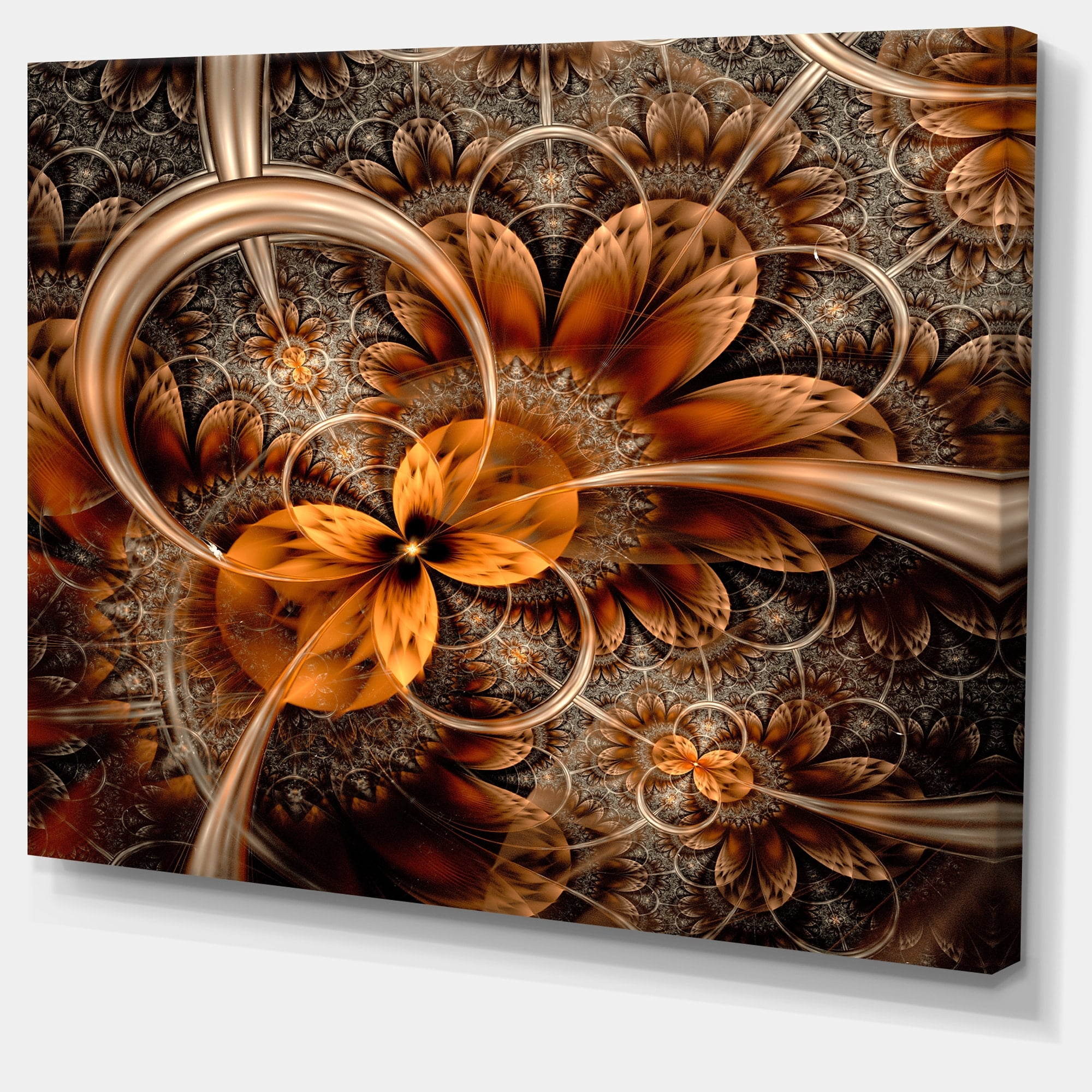 Designart 'Dark Orange Fractal Flower ' Abstract Canvas Art Print