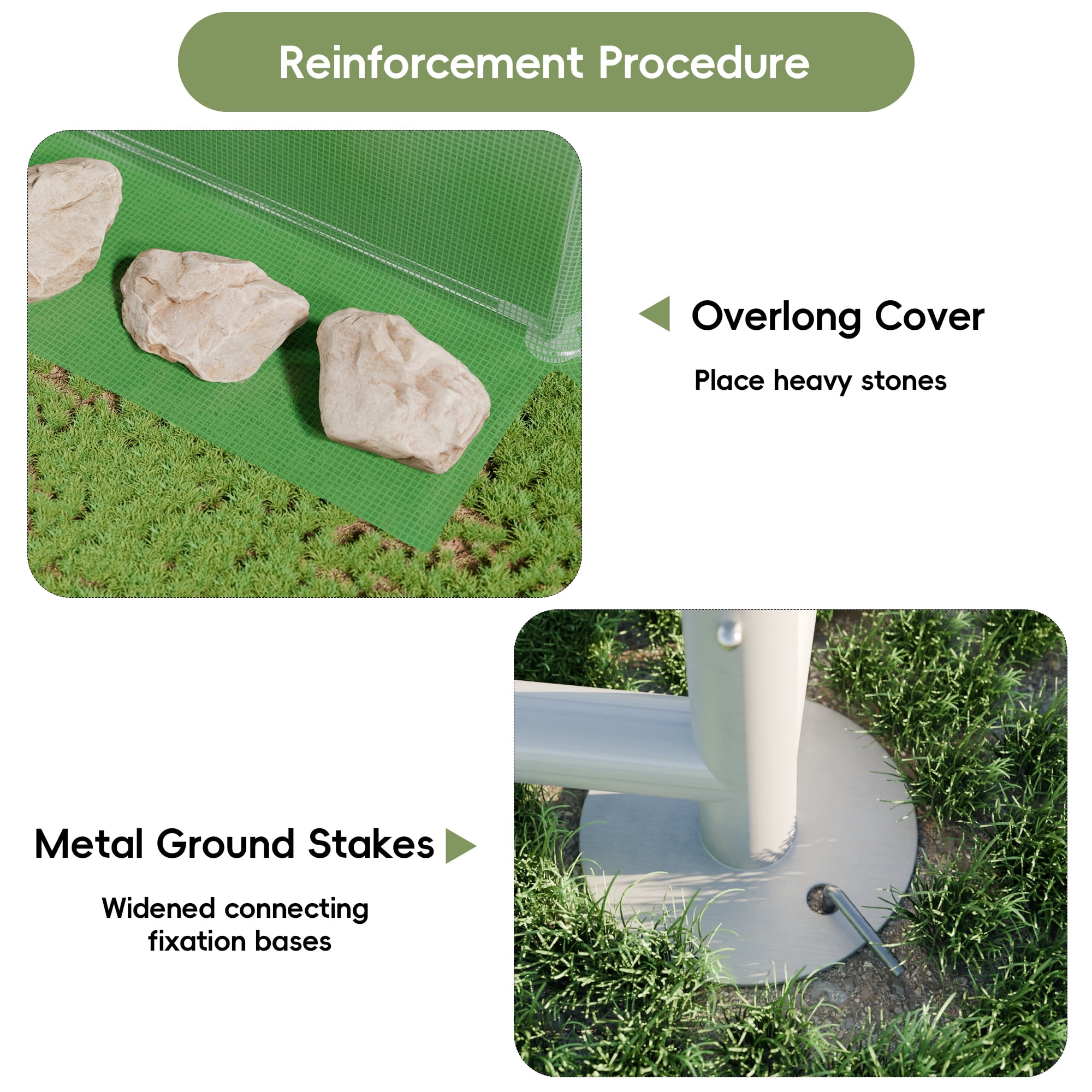 Outdoor Greenhouse, Heavy-Duty Walk-In Greenhouse for Garden/Patio/Backyard, 180g Double Layer PE Cover with Ground Stakes, Ideal for Winter Use, 7x7x7.3 FT