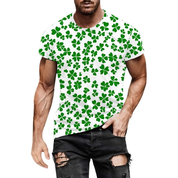biudgviw Saint Patricks Day T Shirts for Men Print Short Sleeve Tops Fashion Casual Crewneck Loose Fit Tees for Festival Party
