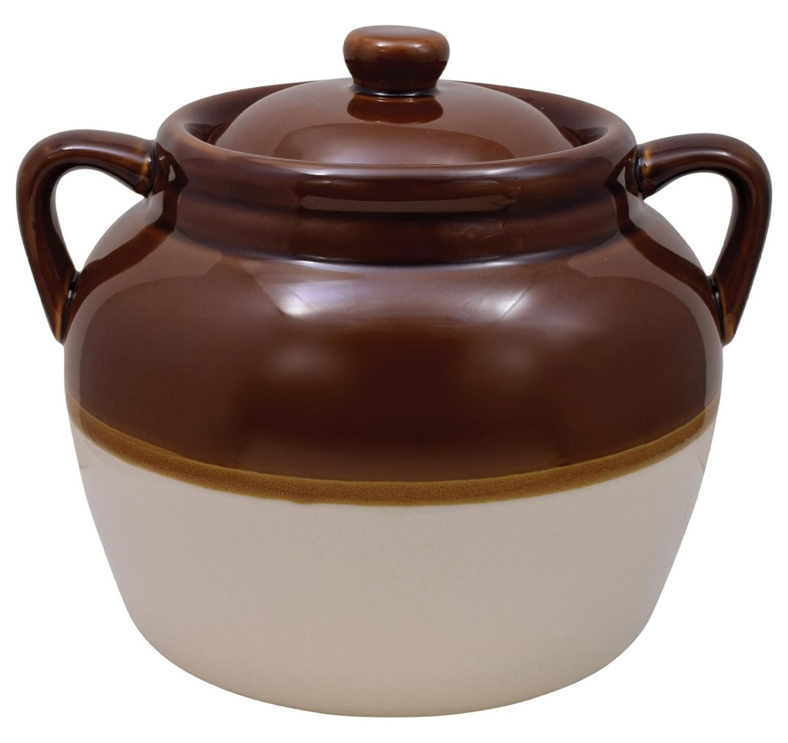 XilhXLy Traditional 4.5-Quart Large Ceramic Bean Pot with Lid, Brown