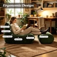 thumbnail image 4 of Homefun Lounge Chair with Ottoman,Modern Bean Bag Floor Chair with Non-Slip Base,Soft Chenille Reading Chair,No Assembly Required,Green, 4 of 7