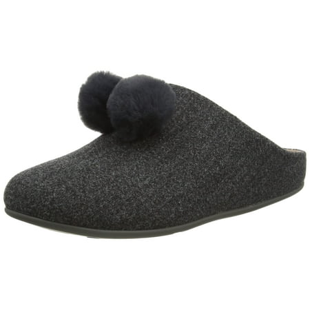 FitFlop Chrissie Pom Pom | Pewter Grey | Womens Mule Slippers Pewter Grey 8