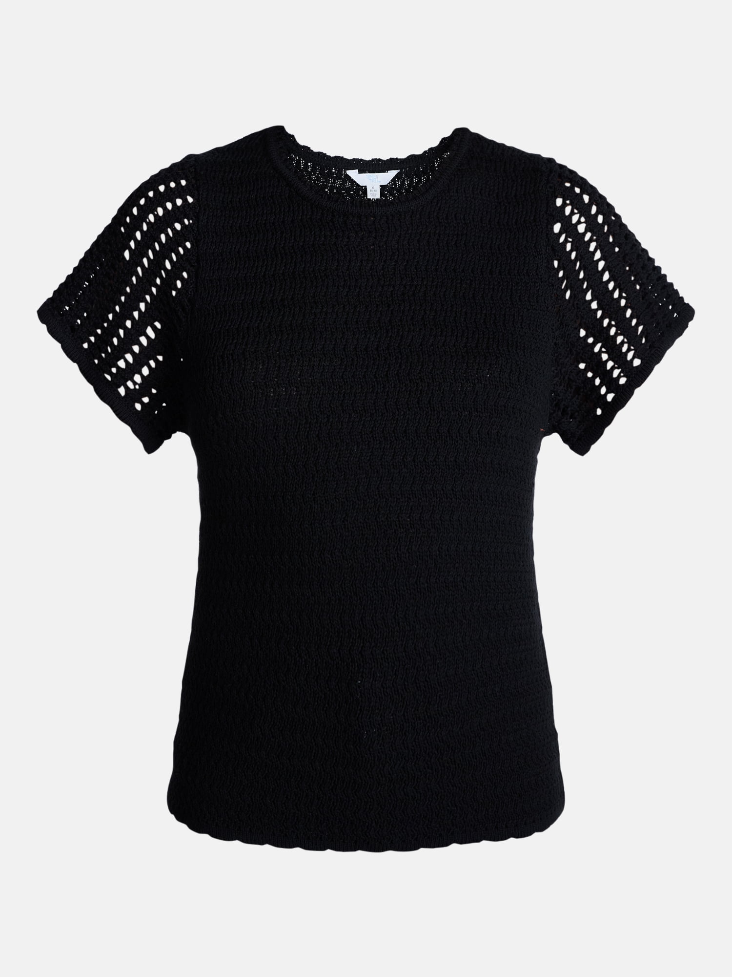 Time and Tru Women's Textured Crewneck Sweater with Short Sleeves, Lightweight, Sizes XS-XXXL