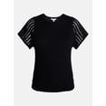 thumbnail image 6 of Time and Tru Women's Textured Crewneck Sweater with Short Sleeves, Lightweight, Sizes XS-XXXL, 6 of 6