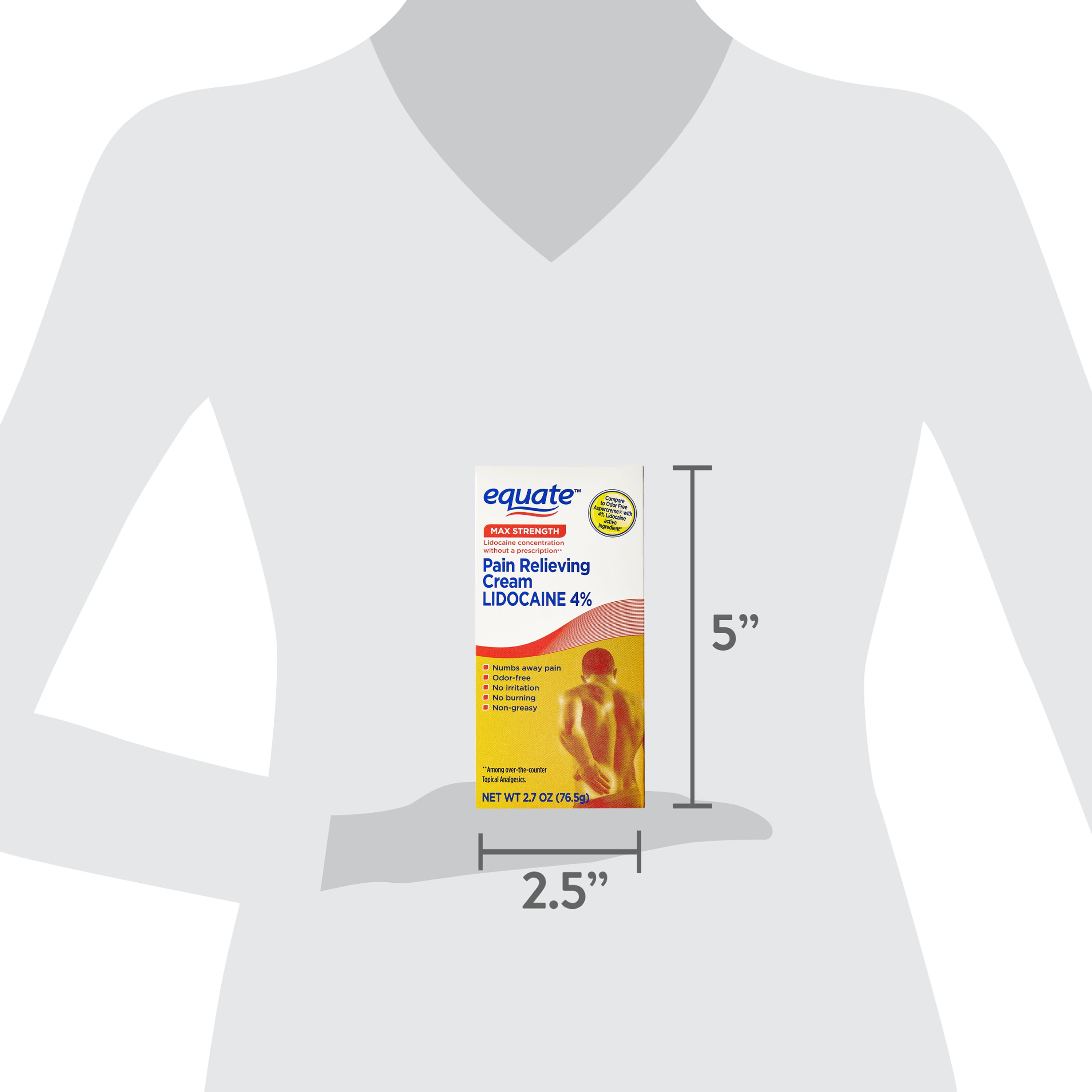 (2 pack) Equate Lidocaine Pain Relieving Cream 4% Lidocaine , 2.7 fl oz, Compare to AspercremeÂ® Odor Free with 4% Lidocaine Active Ingredient